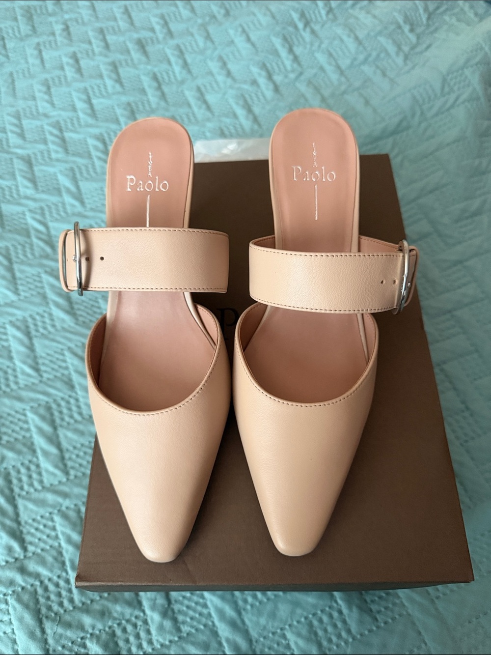 Paolo Nude Cynthia Mule with Buckle Strap